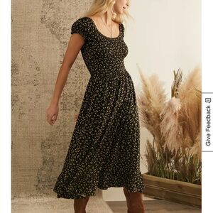 Urban Outfitters Black Floral Midi Dress